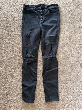 American Eagle Outfitters Black Distressed High-Rise Jeggings